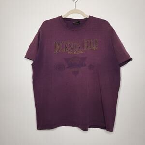Vintage Faded Thrashed Grunge Worn Jackson Hole Wyoming Shirt XL Purple